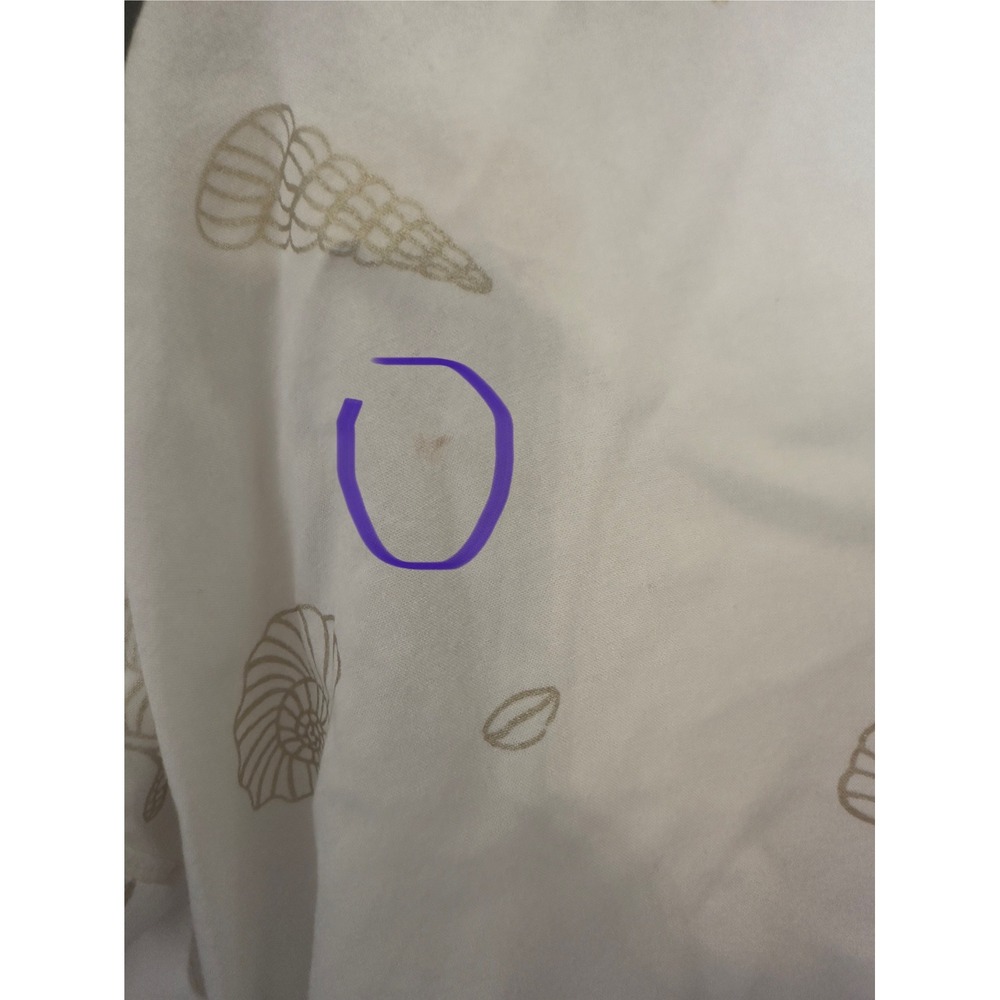 Jane + Delancey Womens XL White Gold Seashell Print Short Sleeve Button Shirt - Picture 3 of 8